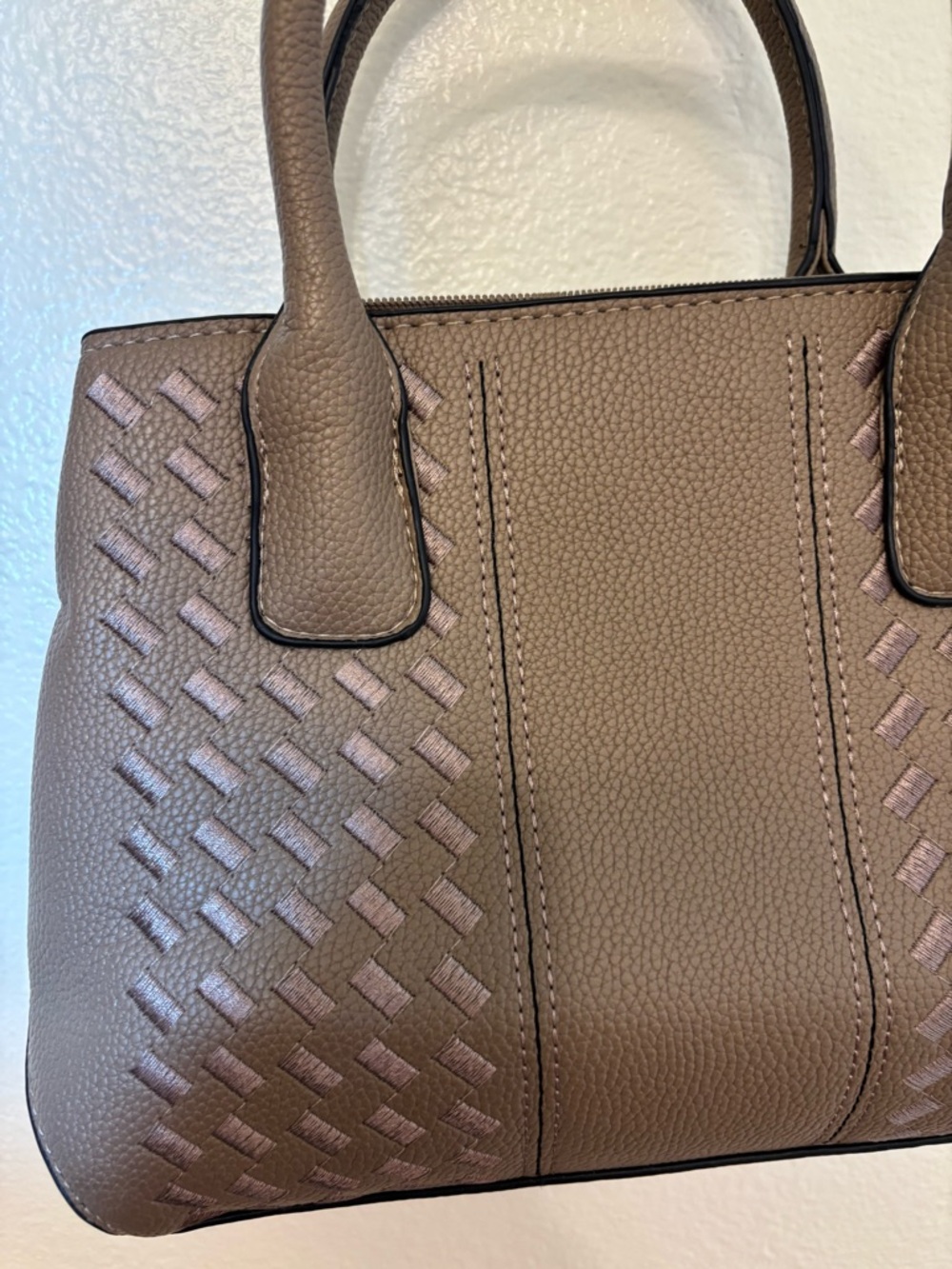 Structured Taupe Women’s crossbody  Handbag with Detailing - Picture 2 of 6